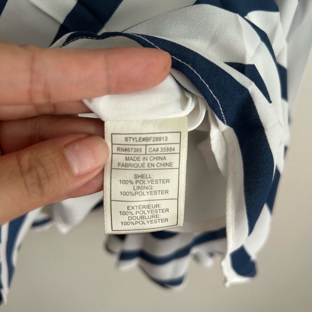 BB Dakota Strapless Navy White Striped Fit & Flare Dress Size 4 - Picture 5 of 8